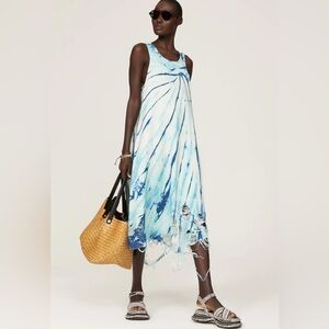 R13 Blue Destroyed Knitted Cotton Tank Dress